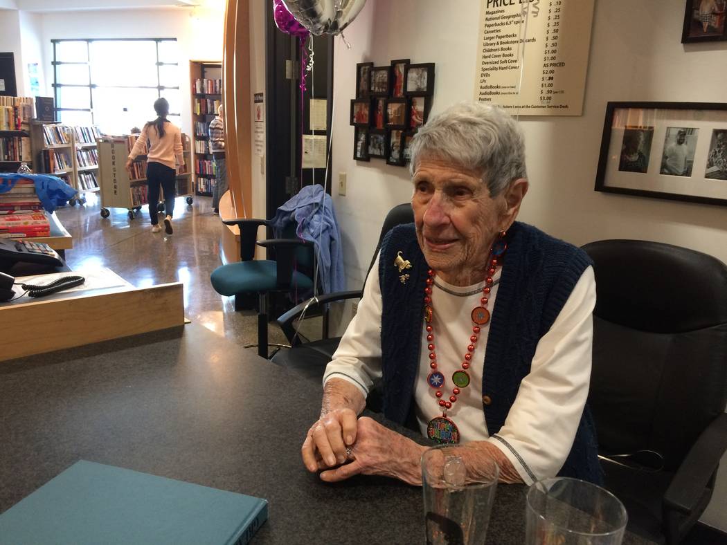 Gladys Stroud talks about helping out at the used book store March 24, 2017, inside Sahara West Library, 9600 W. Sahara Ave. She’s been volunteering there for the past 13 years and recently turn ...