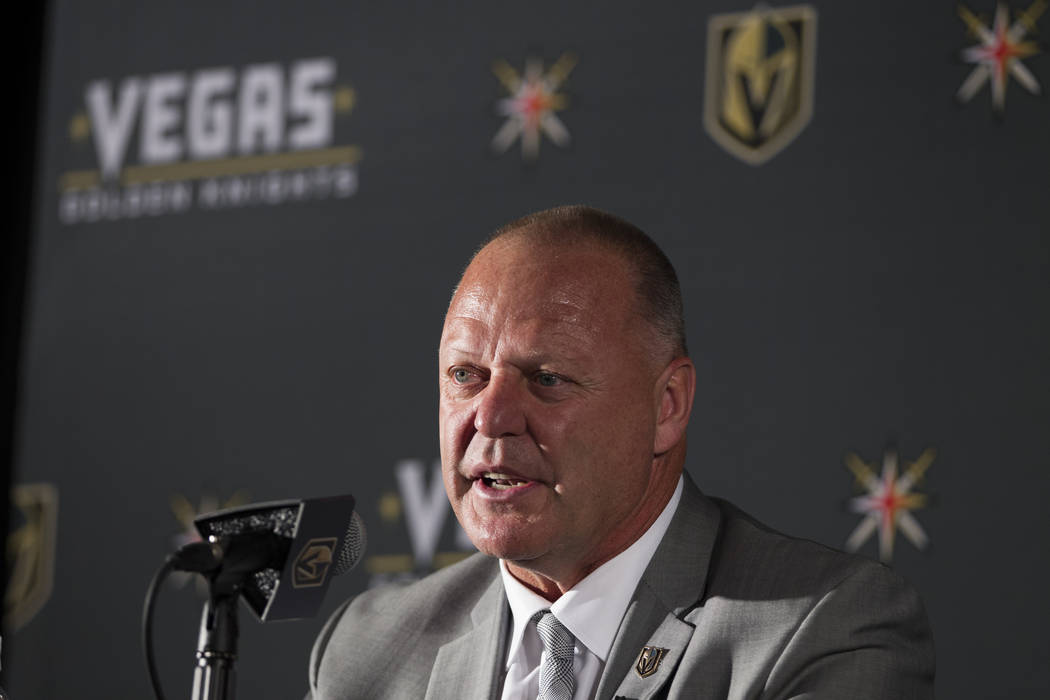 Vegas Golden Knights head coach Gerard Gallant during a press conference announcing his new job at T-Mobile Arena on Thursday, April 13, 2017, in Las Vegas. (Erik Verduzco Las Vegas Review-Journal ...