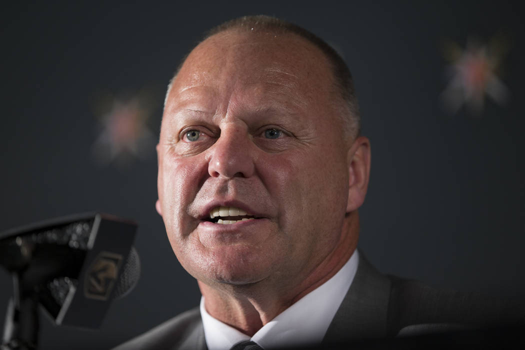 Vegas Golden Knights head coach Gerard Gallant during a press conference announcing his new job at T-Mobile Arena on Thursday, April 13, 2017, in Las Vegas. (Erik Verduzco Las Vegas Review-Journal ...