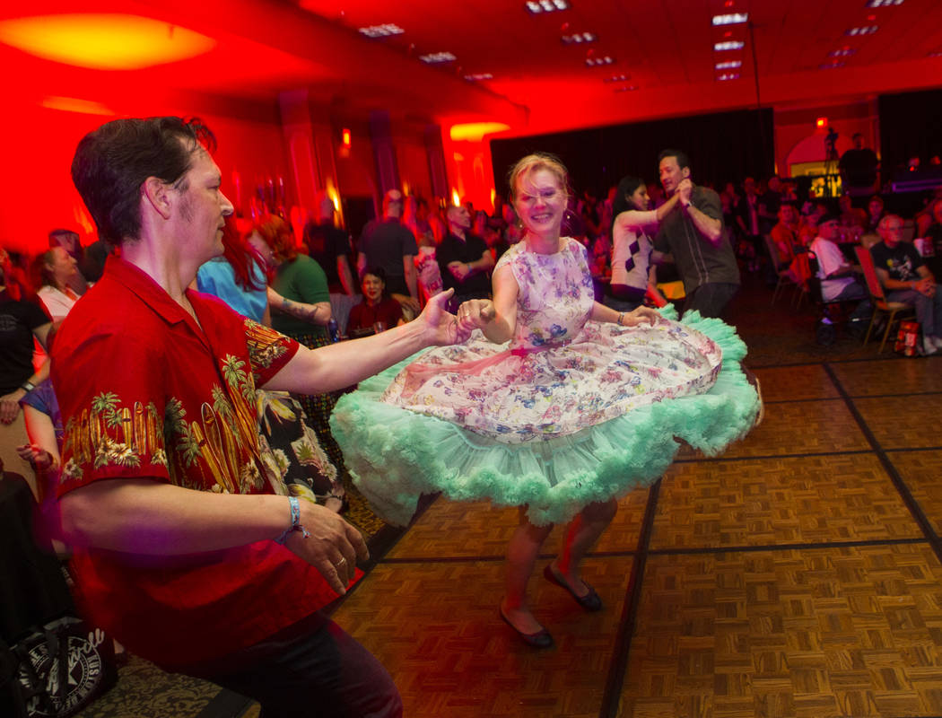 Christian and Petra of Germany dance during the Viva Las Vegas Rockabilly Weekend at The Orleans hotel-casino in Las Vegas on Thursday, April 13, 2017. Chase Stevens Las Vegas Review-Journal @csst ...