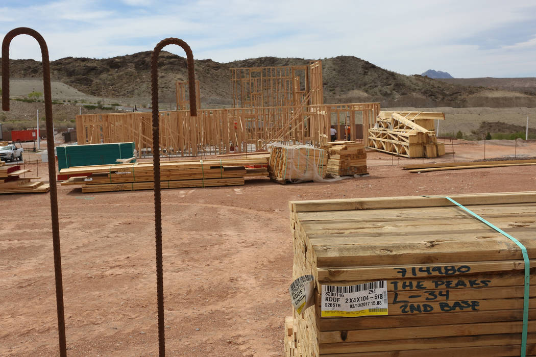 Housing construction underway at The Peaks, a new development at Lake Las Vegas that overlooks the Las Vegas Valley, on Monday, April 17, 2017. Michael Quine Las Vegas Review-Journal @Vegas88s