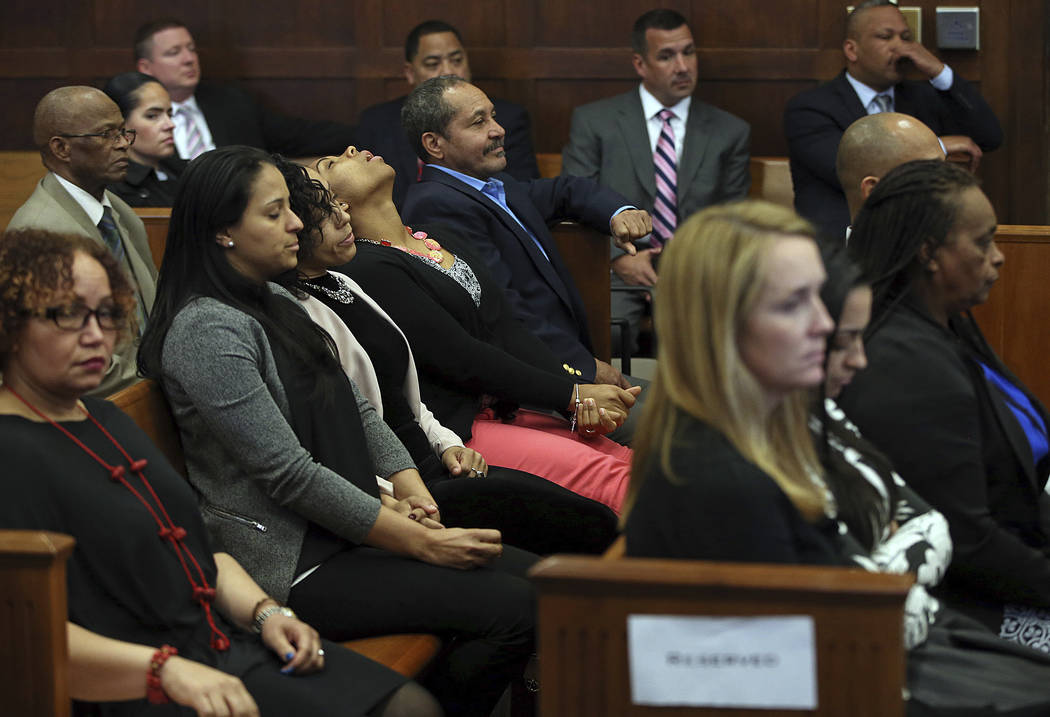 Family and friends of the victims react when court is adjourned without a verdict on day five of jury deliberations in the double murder trial of former New England Patriots tight end Aaron Hernan ...