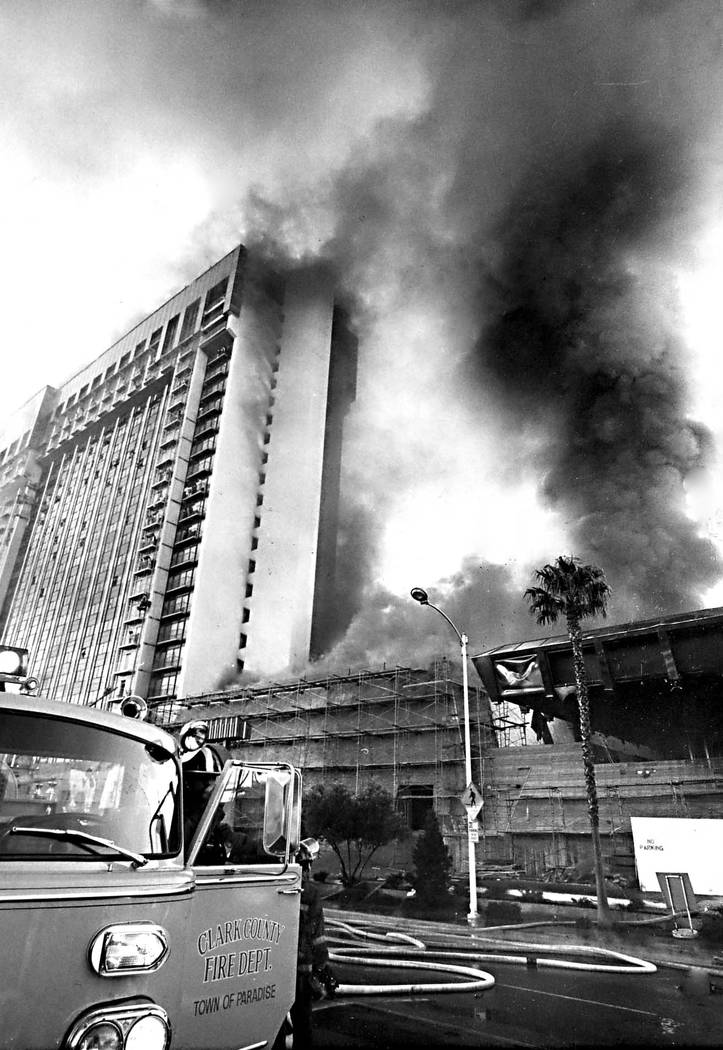 Fire raged through the MGM Grand Hotel on Friday November 21, 1980. The 26 story resort quickly filled with smoke as the fire spread, forcing trapped guests to await rescue from exterior balconies ...