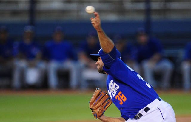 Las Vegas starting pitcher Sean Gilmartin delivers to Round Rock in the first inning at Cashman Field in Las Vegas Tuesday, Aug. 16, 2016. Las Vegas won 7-5 in 12 innings. (Josh Holmberg/Las Vegas ...