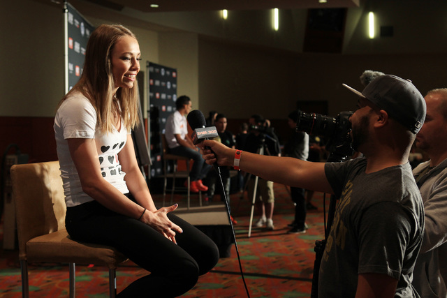 Rose Namajunas answers a question during media day in advance of The Ultimate Fighter 20 finale Wednesday, Dec. 10, 2014 at the Palms. (Sam Morris/Las Vegas Review-Journal)