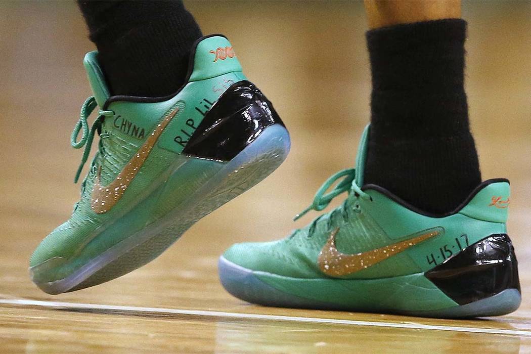 The Boston Celtics' Isaiah Thomas' sneakers were an eloquent and  appropriate tribute to his late sister