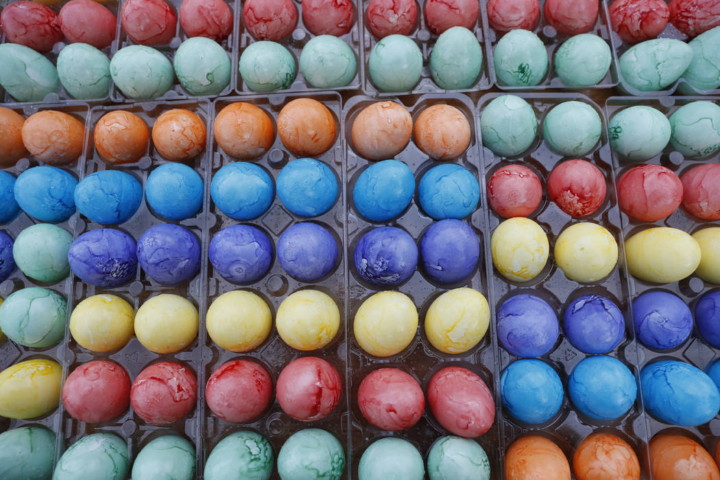 Colored Easter eggs are ready to be used during the White House Easter Egg Roll on the South Lawn of the White House in Washington, Monday, April, 17, 2017. (Carolyn Kaster/AP)