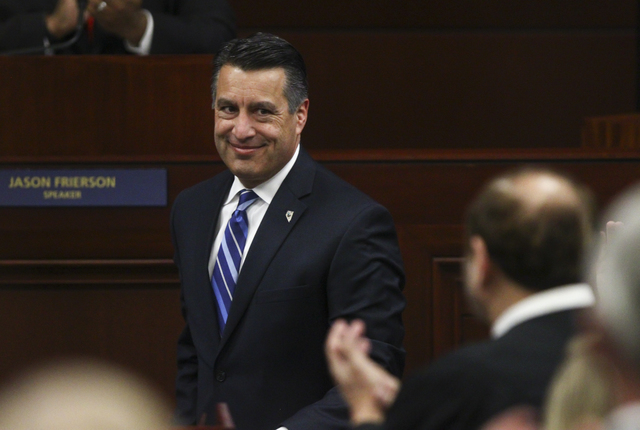 Nevada Gov. Brian Sandoval arrives for his final State of the State address at the Legislative Building in Carson City on Tuesday, Jan. 17, 2017. (Chase Stevens/Las Vegas Review-Journal) @cssteven ...