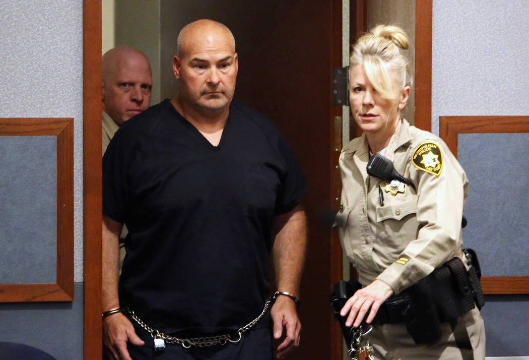 Las Vegas Fire captain Richard Loughry appears at the Regional Justice Center on Thursday, April 20, 2017, in Las Vegas. Loughry is accused of paying a 15-year-old girl $300 to have sex with him i ...