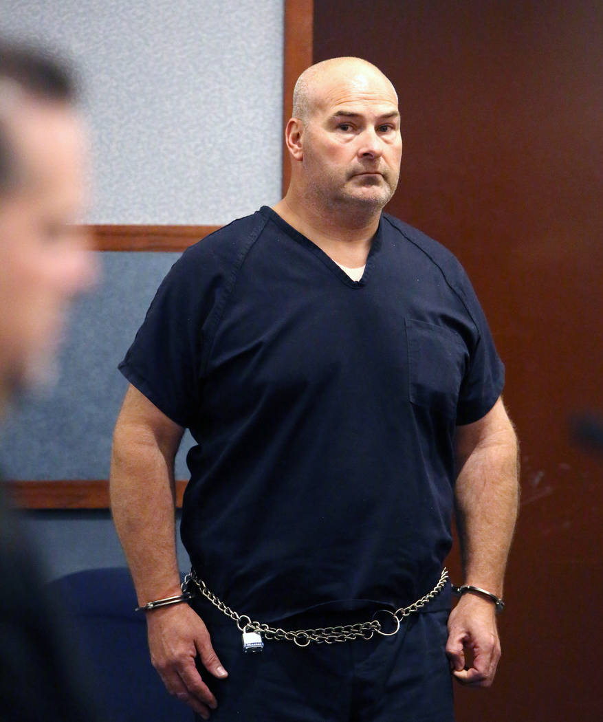 Las Vegas Fire captain Richard Loughry appears at the Regional Justice Center on Thursday, April 20, 2017, in Las Vegas. Loughry is accused of paying a 15-year-old girl $300 to have sex with him i ...