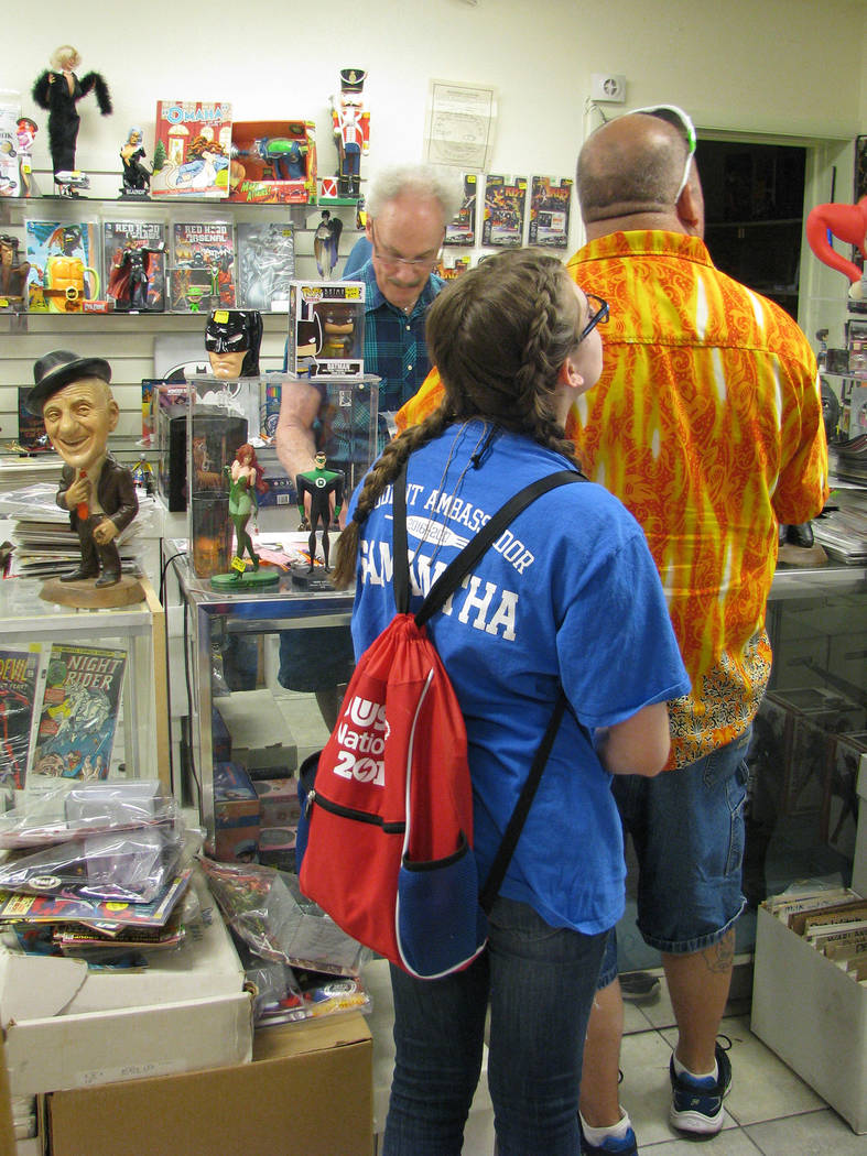 Steve Riddle of Velvet Underground Comics, 825 S. Decatur Blvd.  plans to hand out eight comics to each individual who comes into his store on this year’s Free Comic Book Day, May 6, 2017.  ...