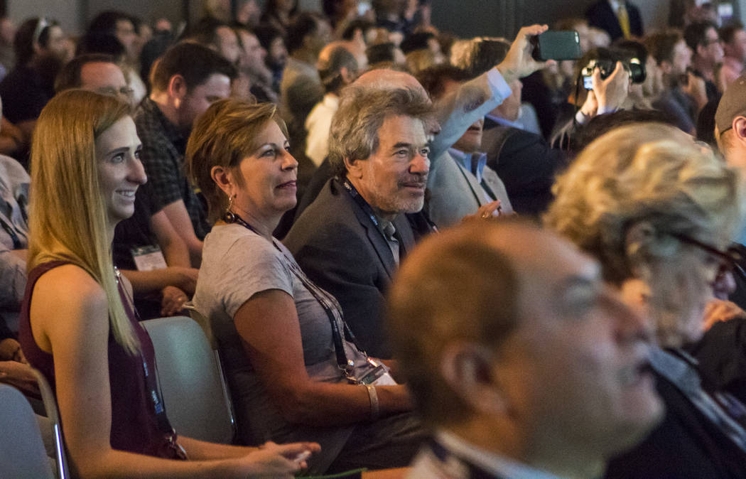 Attendees view a livestream with NASA in 4k at the National Association of Broadcasters Show in Las Vegas on Wednesday, April 26, 2017. Miranda Alam Las Vegas Review-Journal @miranda_alam