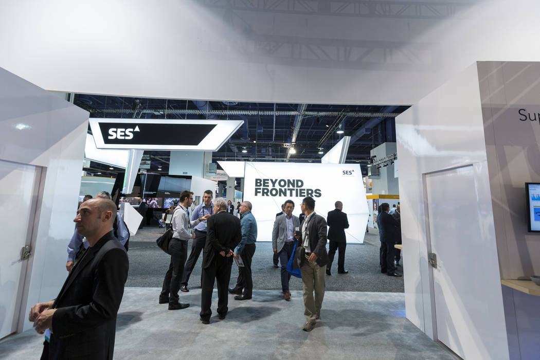 Participants of the National Association of Broadcasters exposition, the NAB Show, learn about new advances in television at the Las Vegas Convention Center in Las Vegas, Monday, April 24, 2017. ( ...