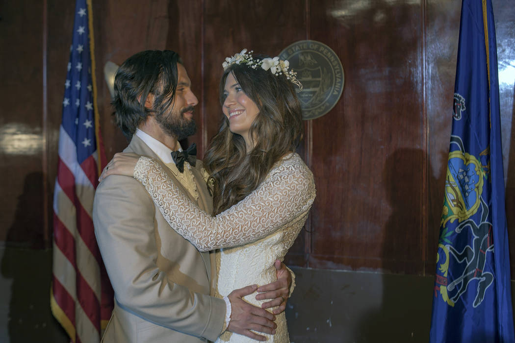 Milo Ventimiglia as Jack Pearson, Mandy Moore as Rebecca Pearson on This Is Us