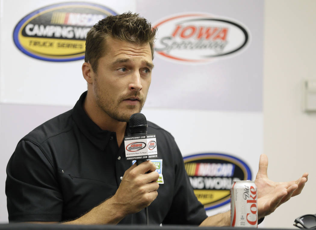 Iowa farmer Chris Soules, a former star of ABC's "The Bachelor," speaks during a news conference before a NASCAR event in Newton, Iowa on  June 19, 2015. Charlie Neibergall/AP