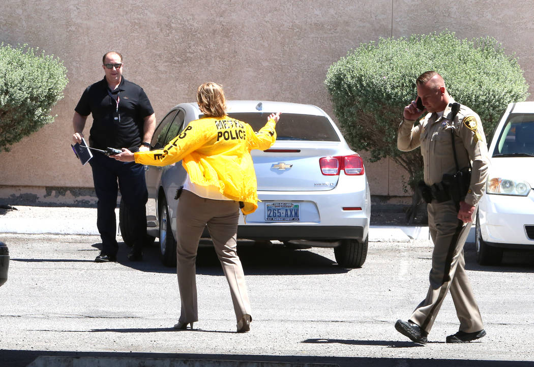Metropolitan Police Department is investigating on the 300 block of Harmon Avenue where a baby was shot in the hand on Tuesday, April 25, 2017, in Las Vegas. Bizuayehu Tesfaye Las Vegas Review-Jou ...