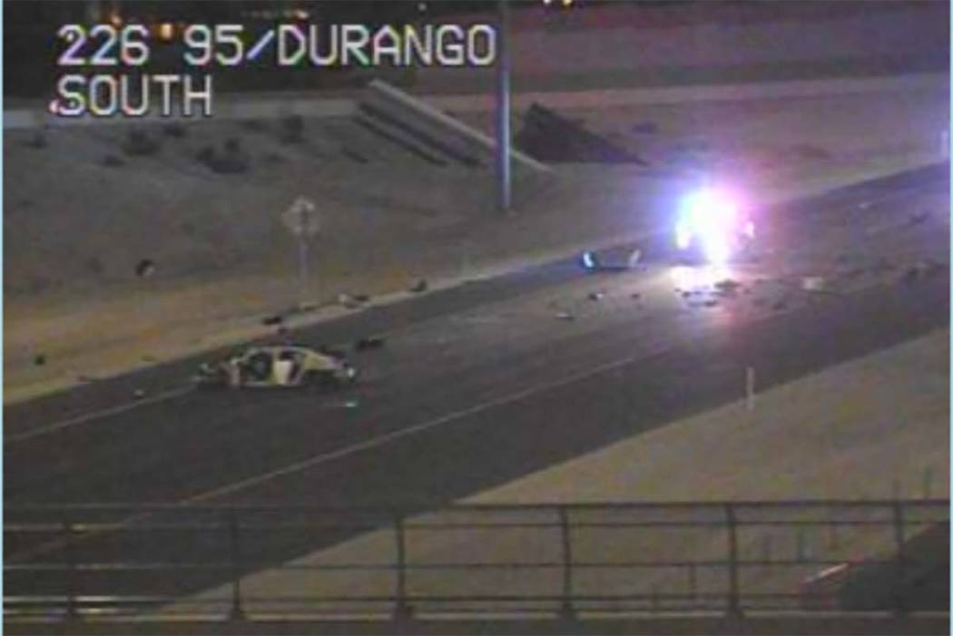 A crash on U.S. Highway 95 has shut down traffic at North Durango Drive. (NHP)
