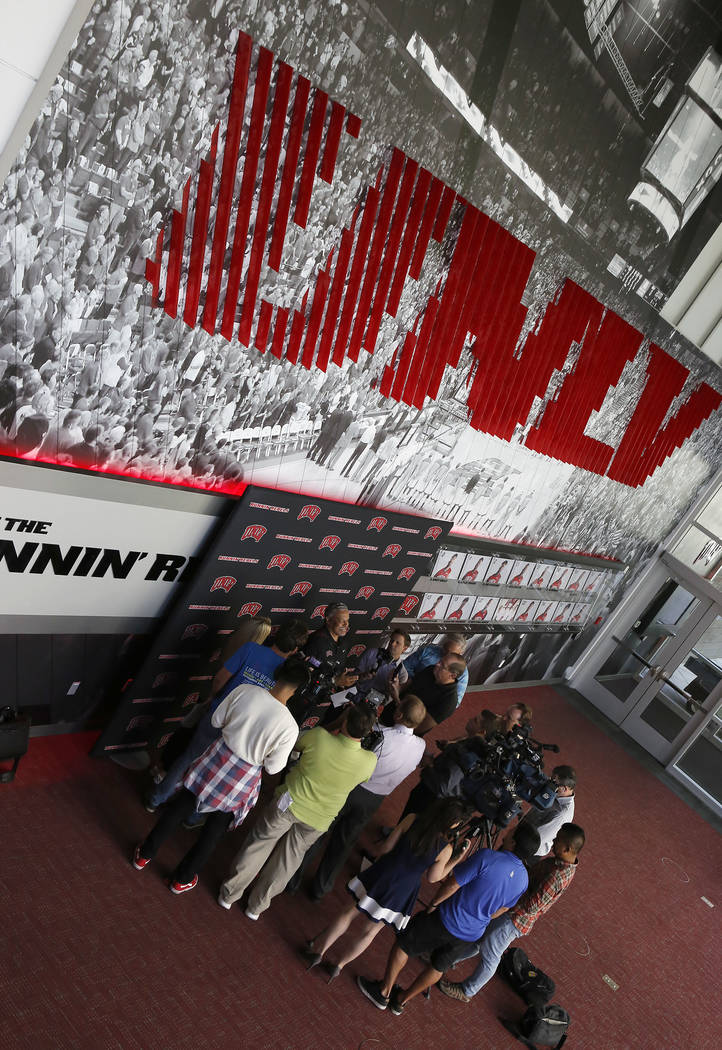 UNLV basketball coach Marvin Menzies speaks to members of the media at the Mendenhall Center on Wednesday, April 26, 2017, in Las Vegas. Menzies discusses his recruiting class. Christian K. Lee La ...