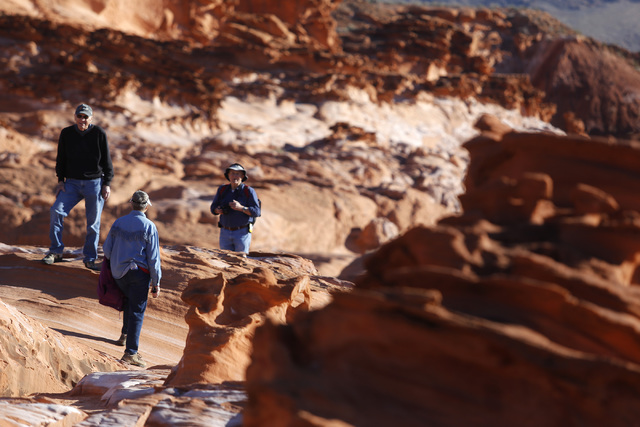 Visitors hike at Gold Butte National Monument on Tuesday, Jan. 17, 2017, in Gold Butte, Nevada.  (Christian K. Lee/Las Vegas Review-Journal) @chrisklee_jpeg