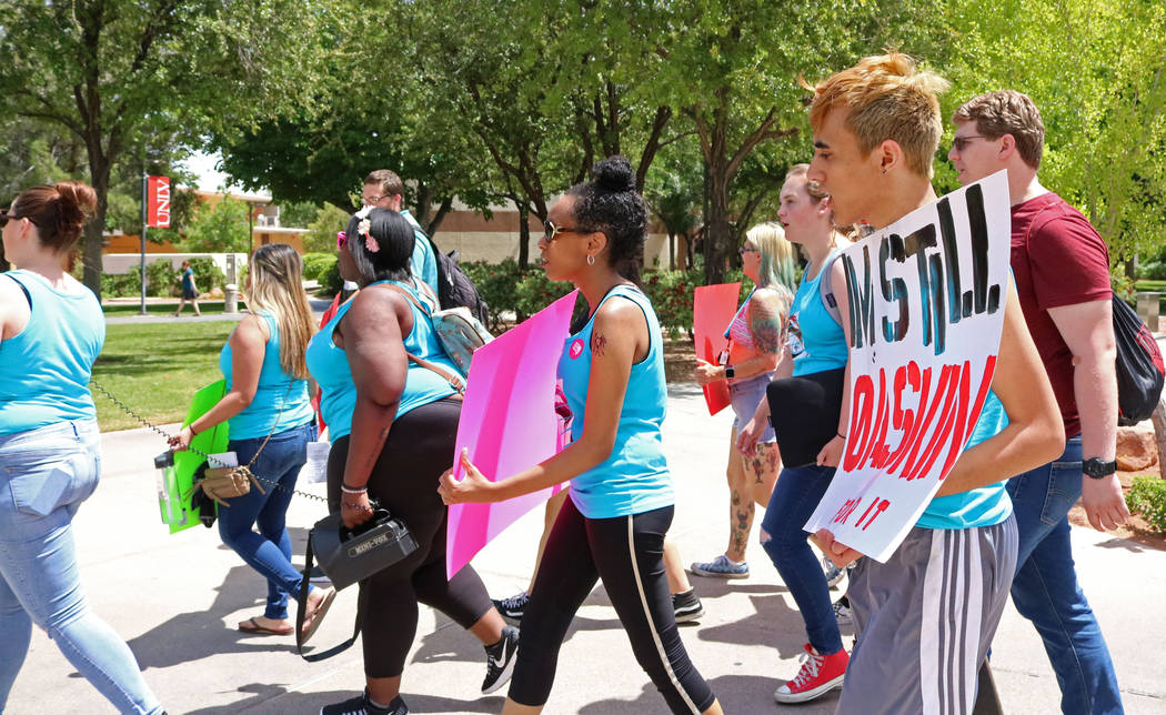 Participants during &quot;No More Shame Slut Walk&quot; at the UNLV campus, Wednesday, April 26, 2017. Gabriella Benavidez Las Vegas Review-Journal @gabbydeebee