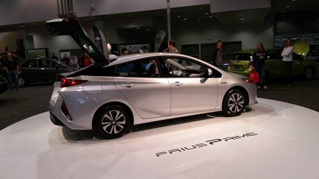 STAN HANEL/DRIVE
Toyota showcased its new Prius Prime plug-in hybrid electric vehicle with a total combined range of 640 miles from both the gasoline tank and electric battery energy resources onb ...