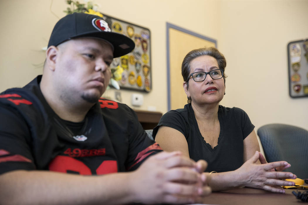 Jose Guzman, left, and his mother Edith during an interview on her other son Jose De Jesus Alatorre Guzman who was killed last year at the age of 19 while walking on the street, on Tuesday, May 9, ...