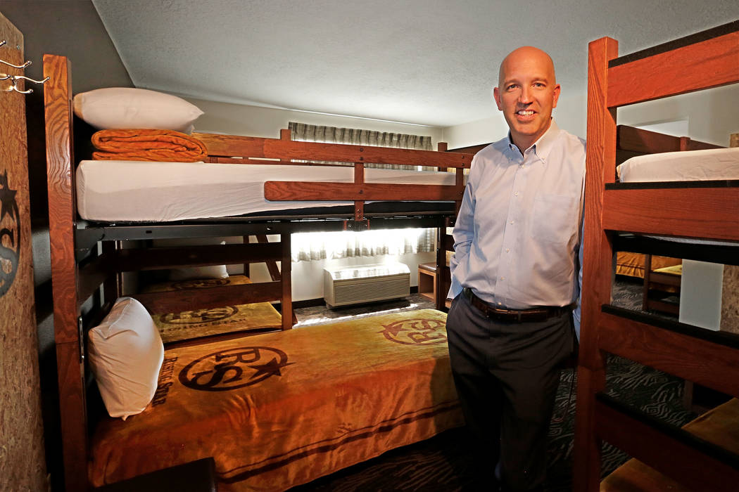 Andre Carrier, chief operating officer of Rising Star Sports Ranch, in a bunk room at the ranch in Mesquite, Nev., Friday, May 5, 2017. Chitose Suzuki Las Vegas Review-Journal @chitosephoto
