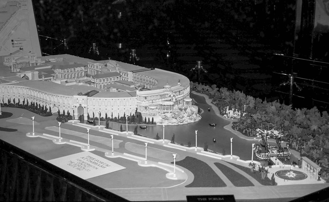 A collection of images taken of the original scale model concept of the Forum Shops at Caesars Palace in 1988. Caesars Palace / Forum Shops