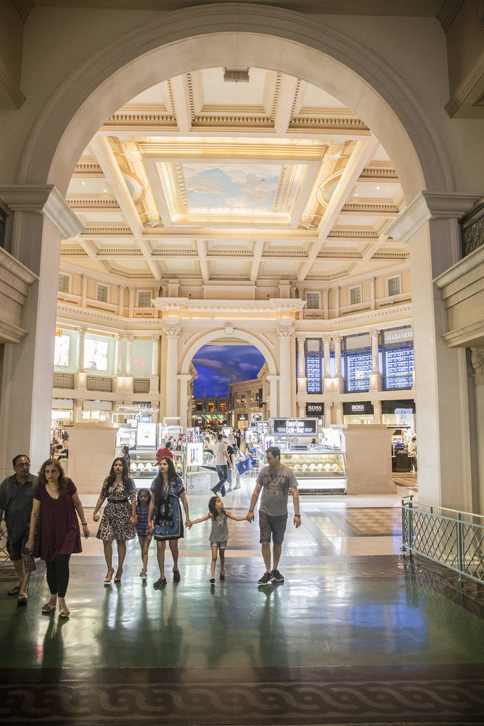 Shoppers walk the halls of the Forum Shops on Wednesday, May 3, 2017, at Caesars Palace hotel-casino, in Las Vegas. Benjamin Hager Las Vegas Review-Journal @benjaminhphoto