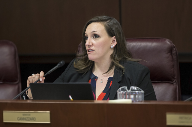 Sen. Nicole Cannizzaro, D-Las Vegas, is pushing a resolution urging Congress to change the U.S. Consitution to limit campaign spending. (Benjamin Hager/Las Vegas Review-Journal) @benjaminhphoto
