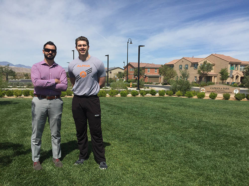 Alexandar Gruin, resident of Inspirada and general manager of Life Time Fitness Green Valley, and Richard Johnson, Life Time’s personal training manager, will be at the farmers market event May 13.