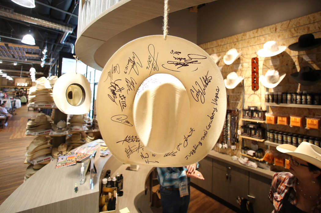 A hat signed by NFR competitors displayed at Boot Barn store on Thursday, May 4, 2017, in Las Vegas. Bizuayehu Tesfaye Las Vegas Review-Journal @bizutesfaye