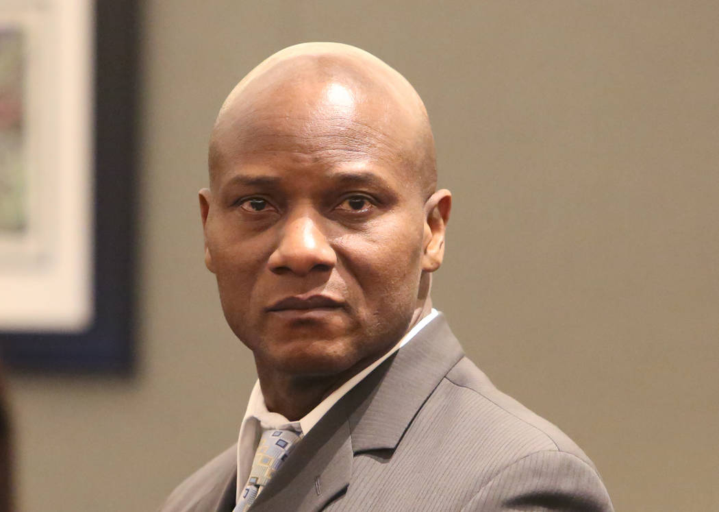Frederick Richards, a former Bellagio club host accused of drugging and raping a woman, appears in court at the Regional Justice Center on Tuesday, May 2, 2017, in Las Vegas. Bizuayehu Tesfaye Las ...