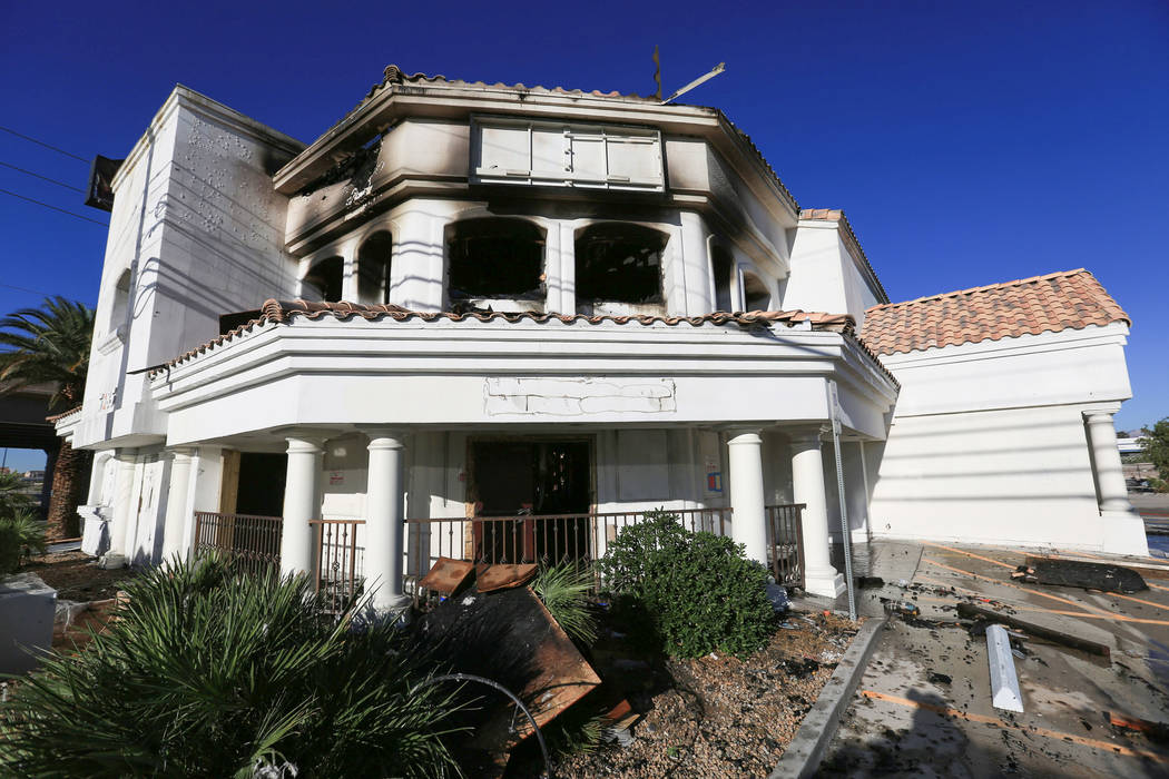 Damage to 5285 Dean Martin Drive from a two-alarm fire on Thursday, May 4, 2017, in Las Vegas. Brett Le Blanc Las Vegas Review-Journal @bleblancphoto