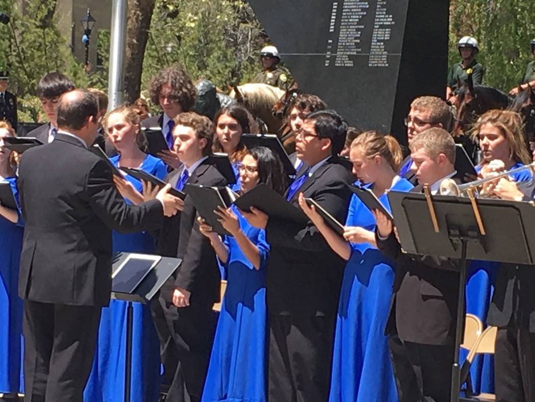 The Carson City High School Chamber Choir performed at the 2017 Nevada Law Enforcement Officers Memorial Ceremony, Thursday, May 4, 2017, in Carson City.  (Sean Whaley/Las Vegas Review-Journal)