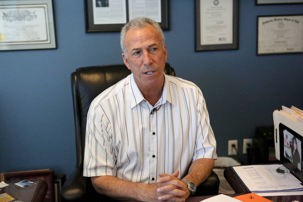 In his office at the Regional Justice Center in downtown Las Vegas on Friday, May 5, 2017, Clark County District Attorney, Steve Wolfson, discusses the Clark County School District’s response to ...