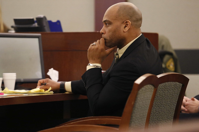 Jerry Johnson listens to final arguments at the Regional Justice Center on Friday, Feb. 17, 2017, in Las Vegas. Johnson, a former hotel security officer, was convicted of sexually assaulting a tou ...