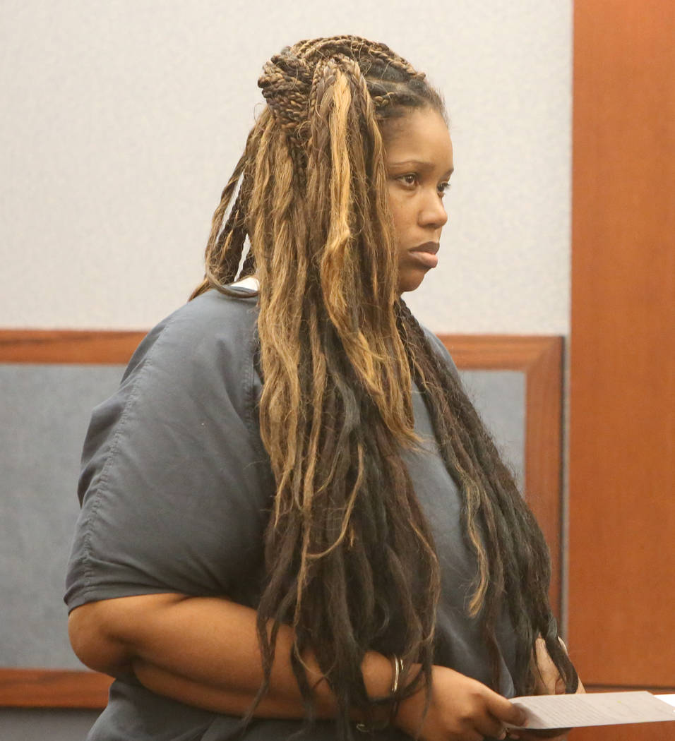 Latoya Williams-Miley, charged with murder in the death of 13-year-old Aaron Jones, appears in court at the Regional Justice Center on Tuesday, May 2, 2017, in Las Vegas. Bizuayehu Tesfaye Las Veg ...