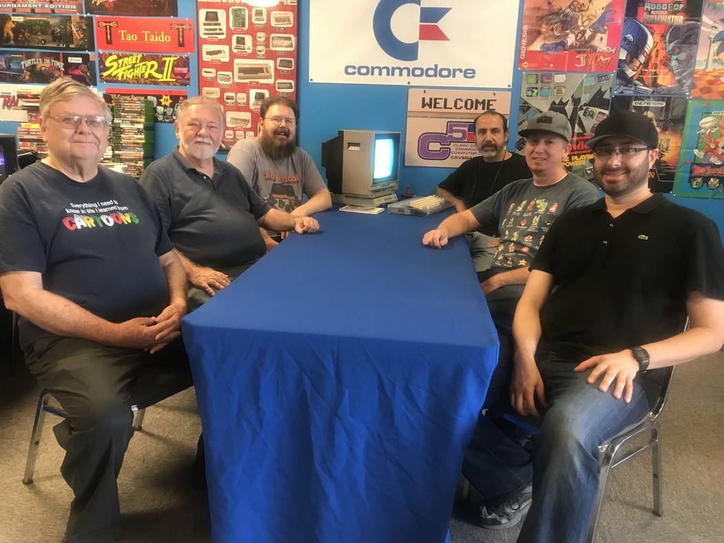 The Clark County Commodore Computer Club members during a monthly meeting May 6 at Grand Line Games, 3281 N. Decatur Blvd. #240. (Kailyn Brown/View)