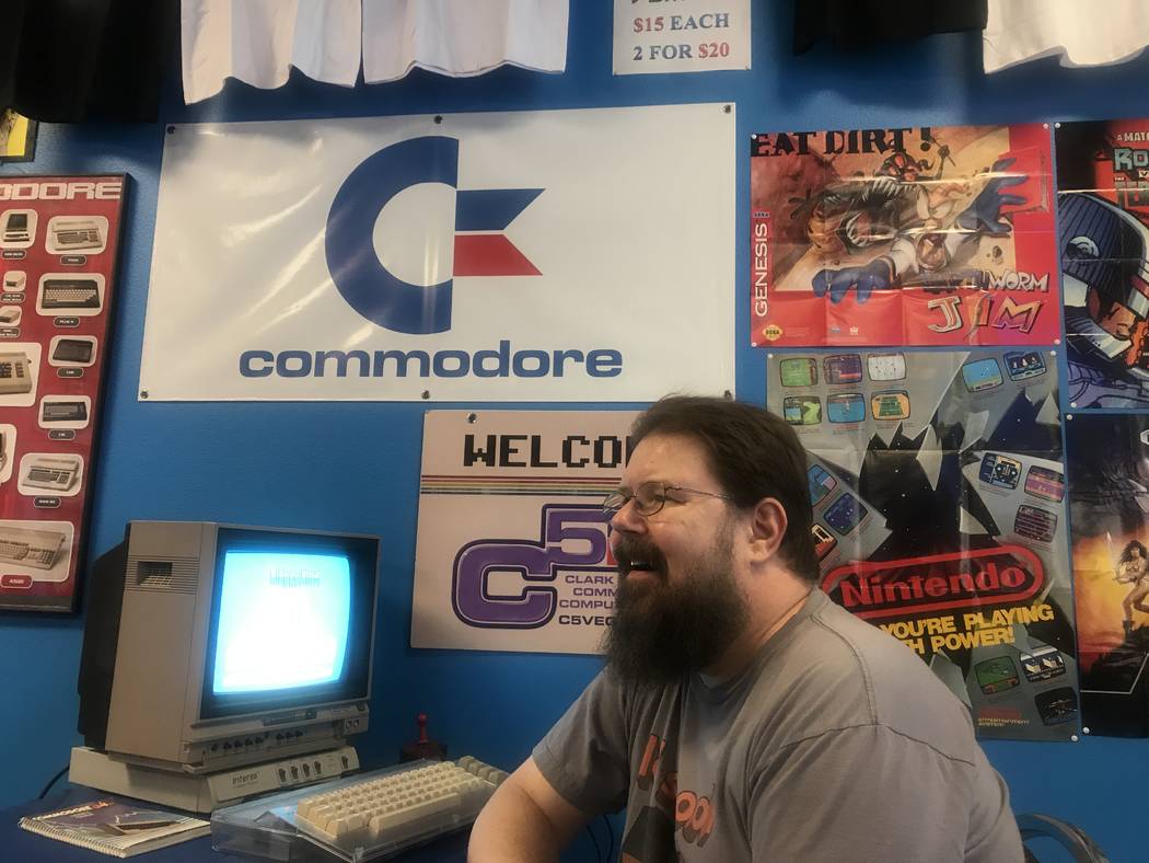 Keith Greene, vice president of the Clark County Commodore Computer Club at a meeting May 6 at Grand Line Games, 3281 N. Decatur Blvd. #240. (Kailyn Brown/View)