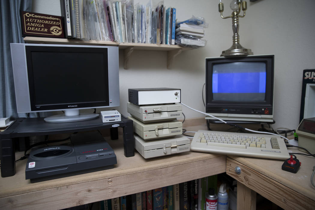 Commodore Amiga computers and gadgets at the home of Forrest Nettles, the president of the Clark County Commodore Computer Club, on Wednesday, May 10, 2017, in Las Vegas. (Erik Verduzco/View) @Eri ...