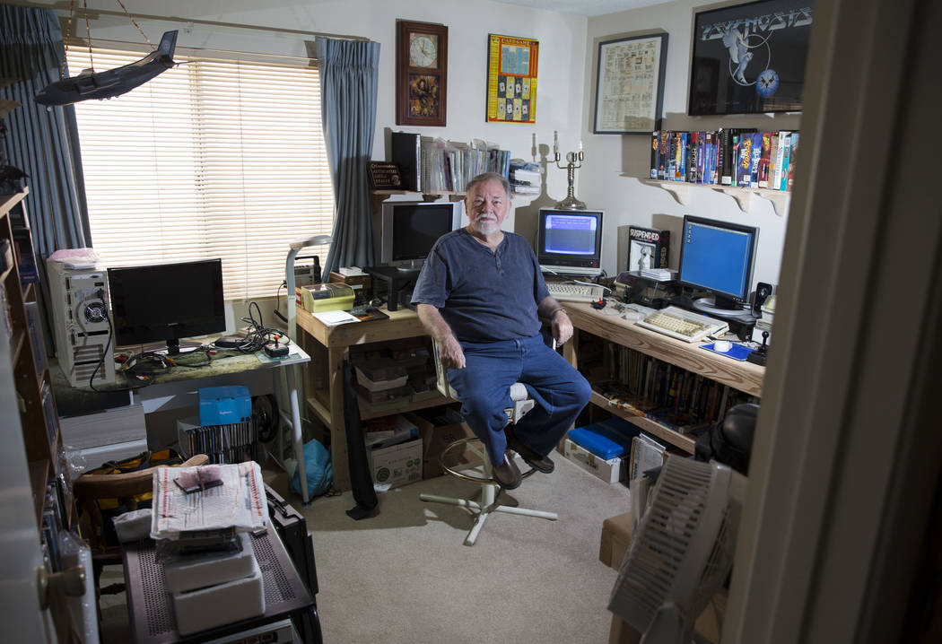Forrest Nettles, the president of the Clark County Commodore Computer Club, at his home with his collection of Commodore Amiga computers and gadgets on Wednesday, May 10, 2017, in Las Vegas. (Erik ...