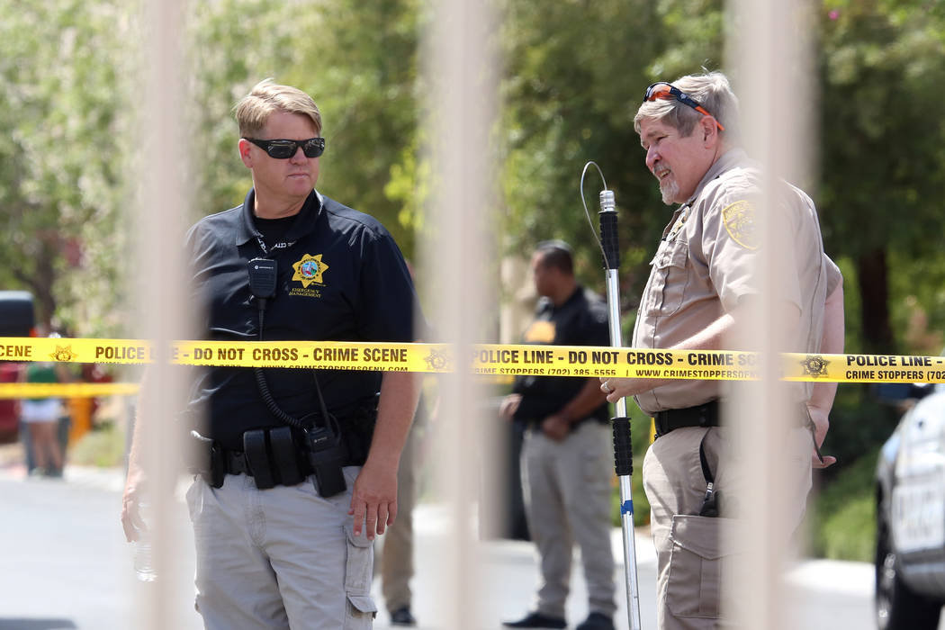 Metro investigate after a dog attacked and killed a 6-month-old child in the 9100 block of Brilliant Prairie Court in northwest Las Vegas, Monday, May 8, 2017. Bizuayehu Tesfaye Las Vegas Review-J ...