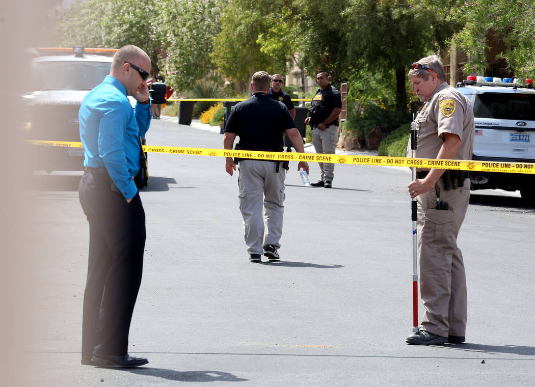 Metro investigate after a dog attacked and killed a 6-month-old child in the 9100 block of Brilliant Prairie Court in northwest Las Vegas, Monday, May 8, 2017. Bizuayehu Tesfaye Las Vegas Review-J ...