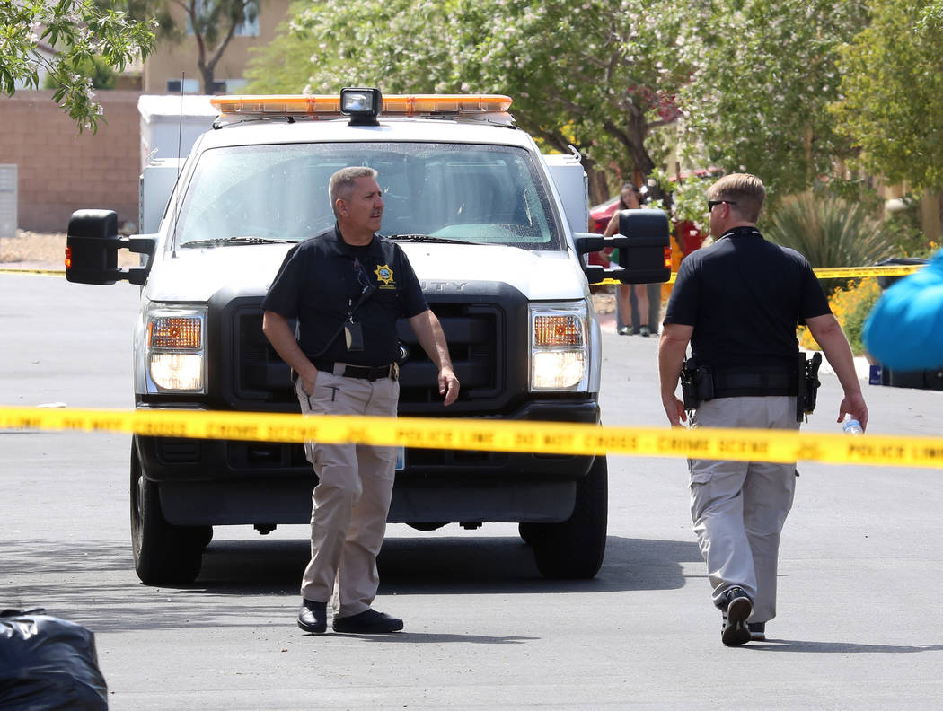Metro investigate after a dog attacked and killed a 6-month-old child in the 9100 block of Brilliant Prairie Court in northwest Las Vegas, Monday, May 8, 2017. Bizuayehu Tesfaye Las Vegas Review-J ...