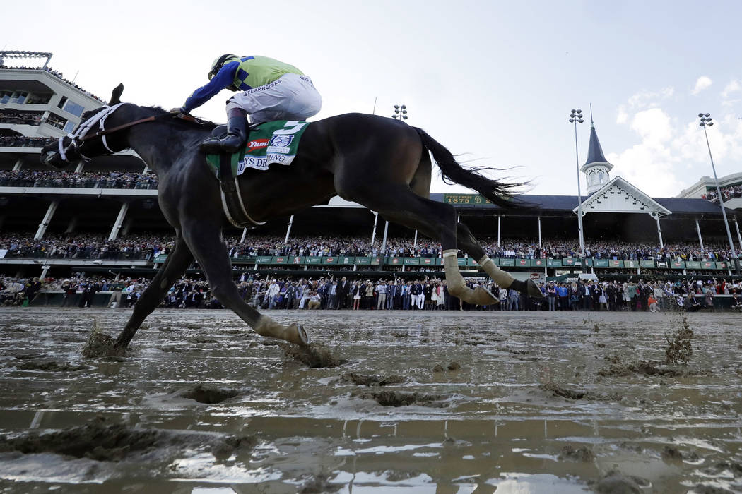 John Velazquez rides Always Dreaming to victory in the 143rd running of the Kentucky Derby horse race at Churchill Downs Saturday, May 6, 2017, in Louisville, Ky. (AP Photo/Matt Slocum)