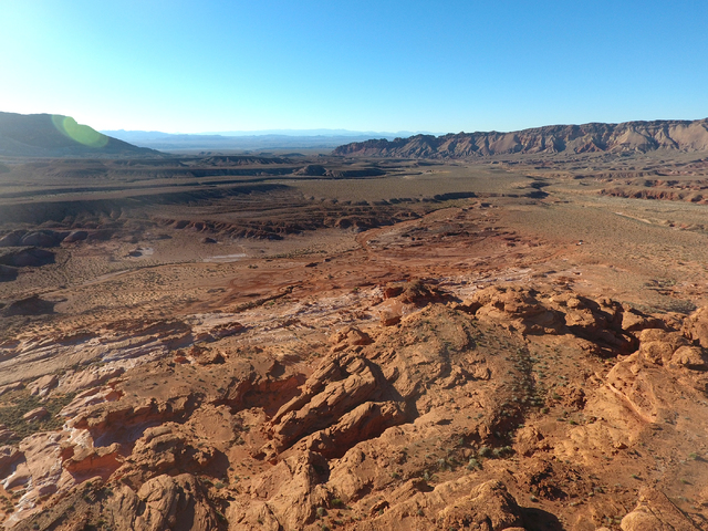 An aerial view of Gold Butte National Monument, as seen from a plateau of red sandstone known as  Little Finland, on Tuesday, January 17, 2017. (Michael Quine/Las Vegas Review-Journal) @Vegas88s