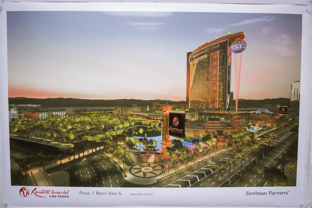 An architectural rendering of Resorts World at the construction office on the Las Vegas Strip on Wednesday, May 17, 2017. (Patrick Connolly Las Vegas Review-Journal) @PConnPie