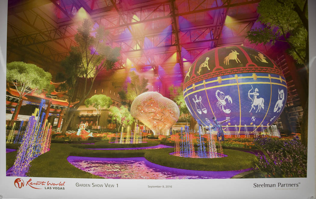 An architectural rendering of Resorts World at the construction office on the Las Vegas Strip on Wednesday, May 17, 2017. (Patrick Connolly Las Vegas Review-Journal) @PConnPie