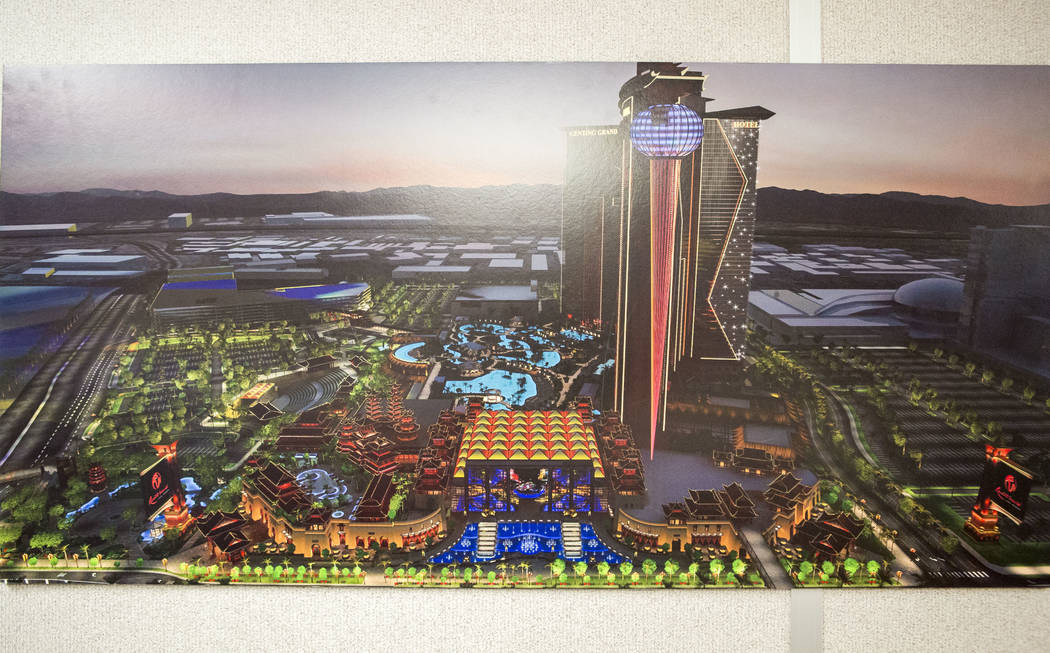 An architectural rendering of Resorts World at the construction office on the Las Vegas Strip on Wednesday, May 17, 2017. (Patrick Connolly Las Vegas Review-Journal) @PConnPie